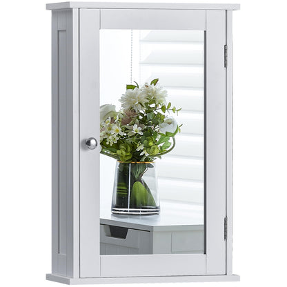 Bath Vida Bathroom Cabinet Single Mirrored Door Wall Mounted, White