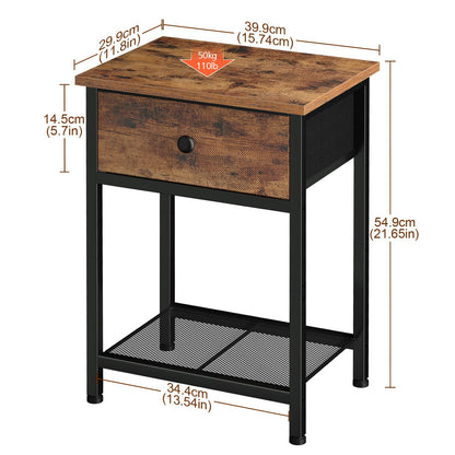 AMHANCIBLE Bedside Tables Set of 2, Side Tables with Fabric Drawers