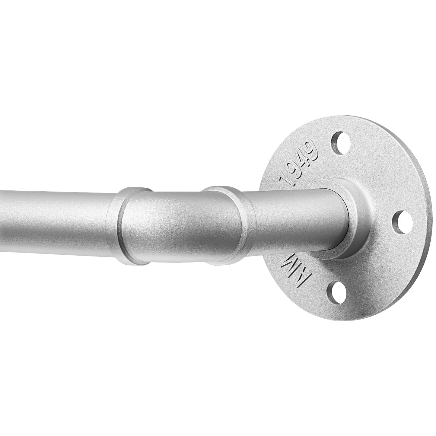 DEFYNEE Silver Curtain Poles, 80-305cm, 25mm Diameter, Extendable, Industrial Style, Wall/Ceiling Mounted, Matte Finish on Metal