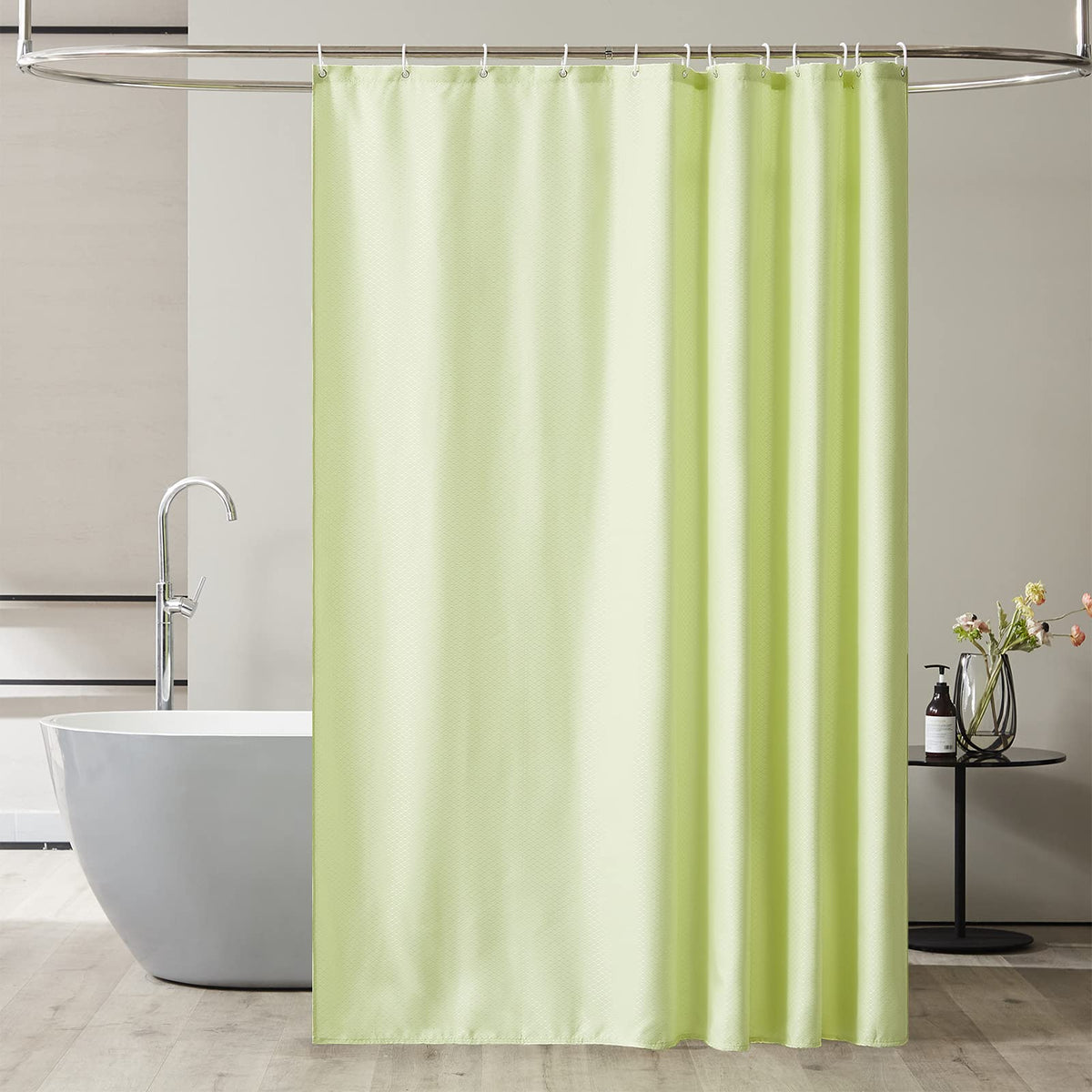 Furlinic Long Shower Curtain Waffle Waterproof Mildew Resistant Yellow Bath curtains Polyester Fabric Weighted for Bathroom with Hooks 71x84 Inch.