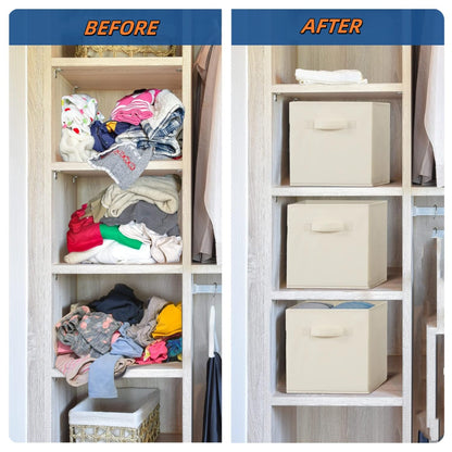 ZMShenMa 4 Pcs Foldable Storage Cubes Storage Box Made Of Fabric In Cube Shape，Organiser With HandlesWardrobe Drawer Style Folding Storage Box