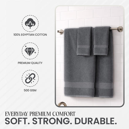 RAYMSTER 10 Piece Egyptian Cotton Towel Set - 2 Bath, 4 Face, & 4 Hand Towels Set for Daily Use - Soft, Highly Absorbent, Quick Dry, and Lightweight