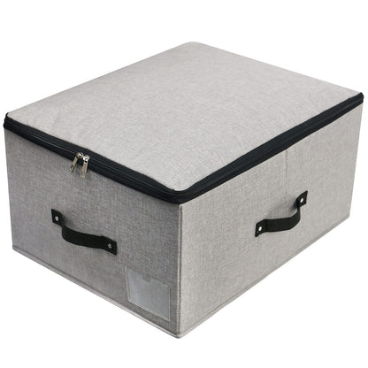 Omygarden Large Storage Bins 52×40×26cm with Zippered Lids, Dark Grey