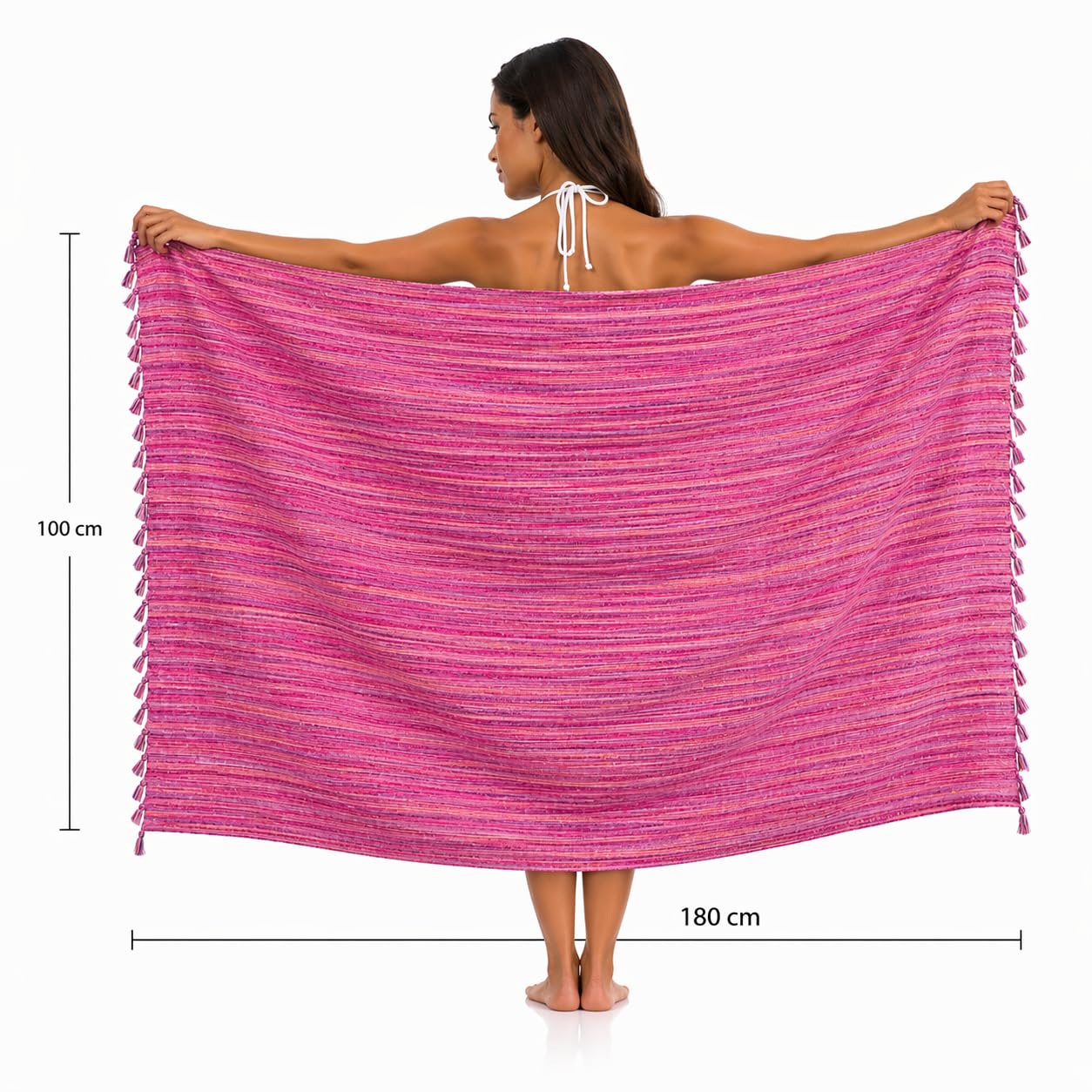 WEFLORIA Turkish Cotton Peshtemal Towel, Lightweight Quick Dry Beach Towel, Soft Travel Hammam Towel for Bath, Spa, Pool and Gym, Purple Striped