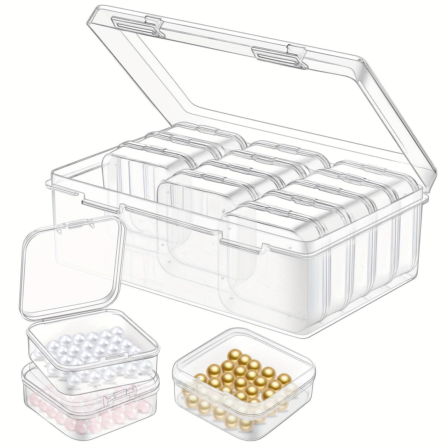 Hahhhha Small Clear Plastic Craft Storage Box with Lids, bead storage boxes with compartments,craft organiser storage box,Compartments Clear Plastic