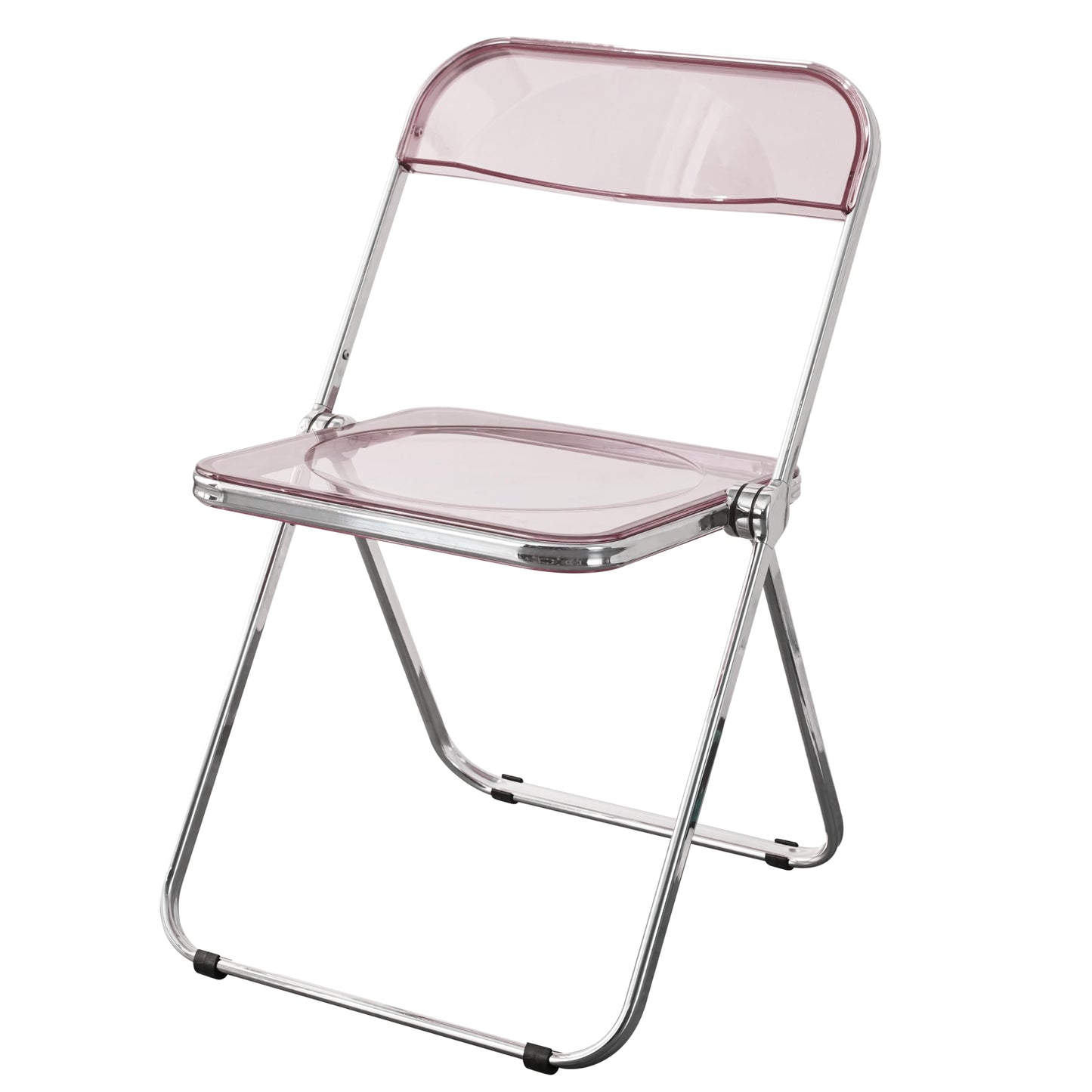 KAIHAOWIN Luxury Modern Transparent Folding Chair Acrylic Folding Chairs-Acrylic Ghost Stackable Crystal Seat-PC Plastic Living Room Seat-Chrome