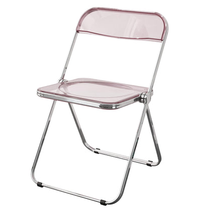KAIHAOWIN Luxury Modern Transparent Folding Chair Acrylic Folding Chairs-Acrylic Ghost Stackable Crystal Seat-PC Plastic Living Room Seat-Chrome