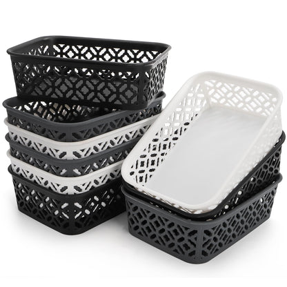 ZEAYEA 9 Pack Small Plastic Storage Basket, Classroom Organizer Baskets for Shelves Desk Drawer