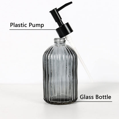 Ulable 2 Pack Glass Soap Dispensers 400 ML/14Oz, Pump Bottle Dispenser Grey