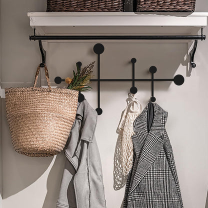 XLSBZ Coat Rack Shelf Wall Mounted,Modern Metal Coat Rack with 10 Hooks,Coat Hanger Wall Hooks for Clothe, Shats, Scarves (Black)