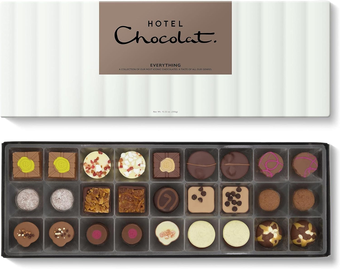 Everything Sleekster 355g - Assortment of 27 Milk, White and Dark Chocolates - Chocolate Gift Box for Birthday, Thank You, Anniversary
