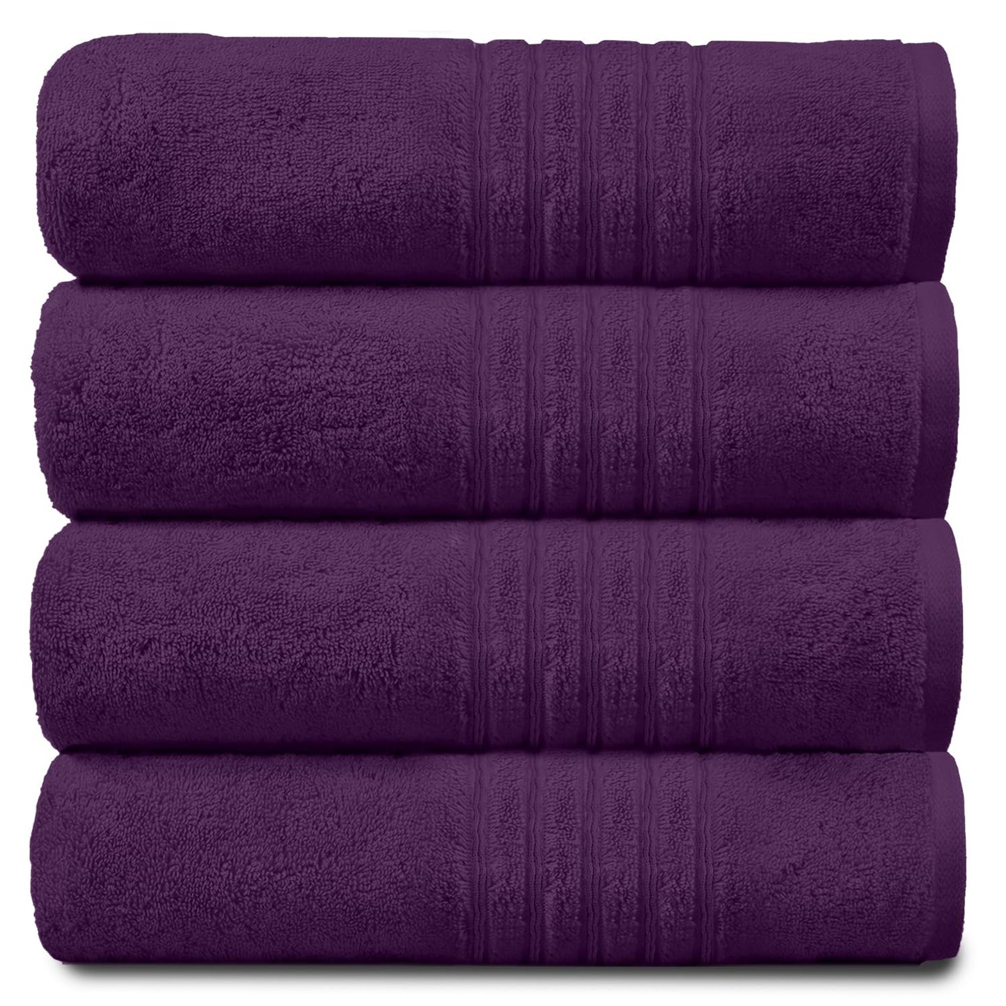 GC GAVENO CAVAILIA New Hampton Pack of 4 Bath Towel Set, 100% Ringspun Cotton, Extra Absorbent 450 GSM Luxury Bath Sheets, Purple, 4PK