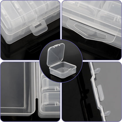 Bhina Pack of 2 Small Storage Boxes (5.5 x 5.5 x 2 cm) Mini Storage Box Made of Clear Plastic Pearl Storage Boxes with Hinged Lid for Beads