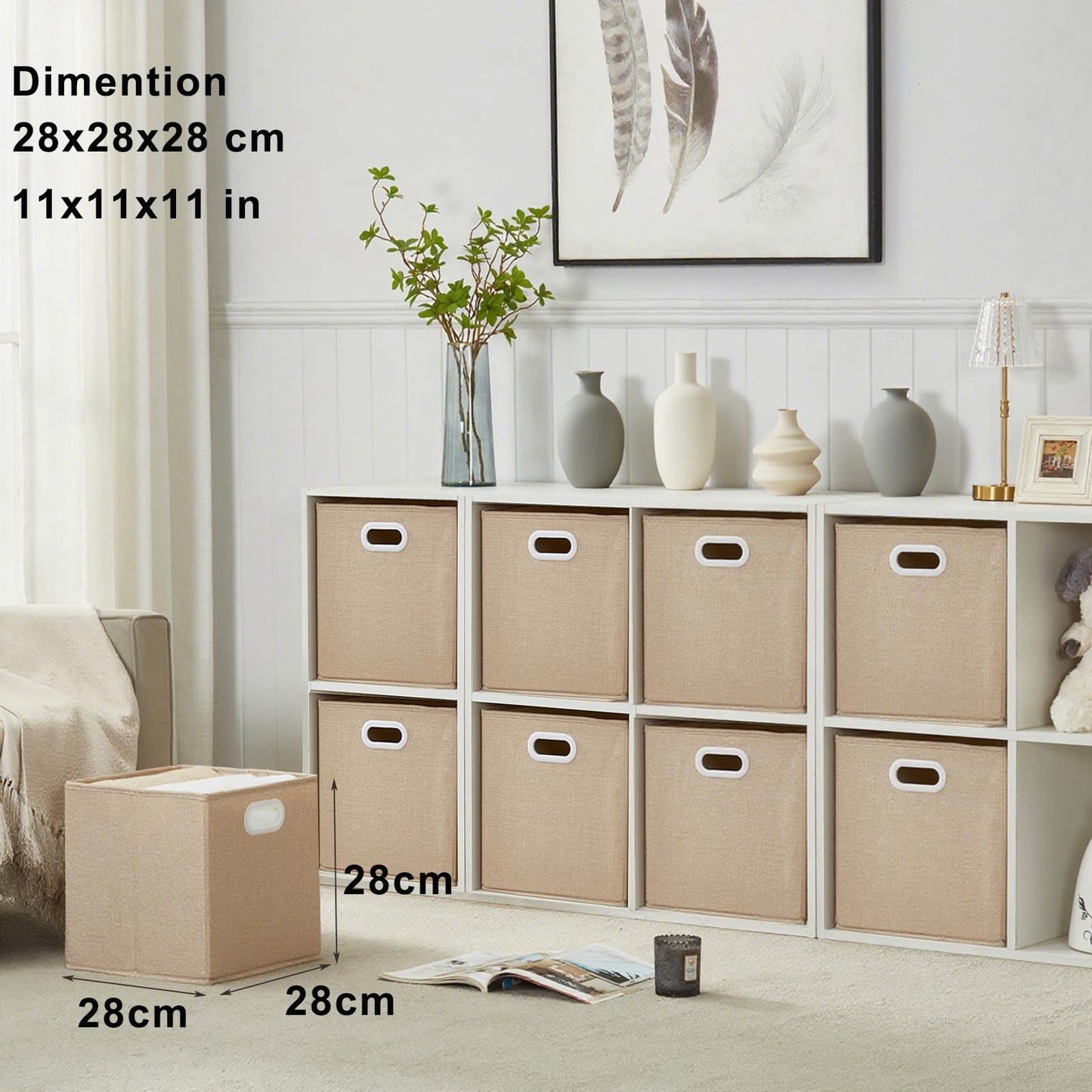 Mangata Cube Storage Boxes 28x28x28cm, Light Khaki, 3Pcs