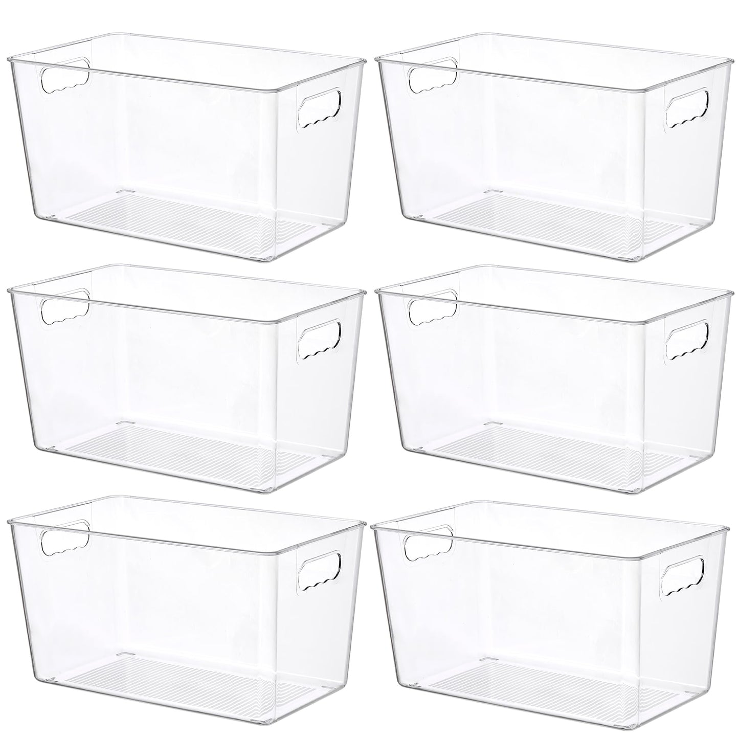 Vtopmart Large Clear Plastic Storage Bins, Pantry Organizer Containers 6Pcs
