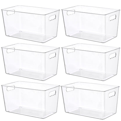 Vtopmart Large Clear Plastic Storage Bins, Pantry Organizer Containers 6Pcs