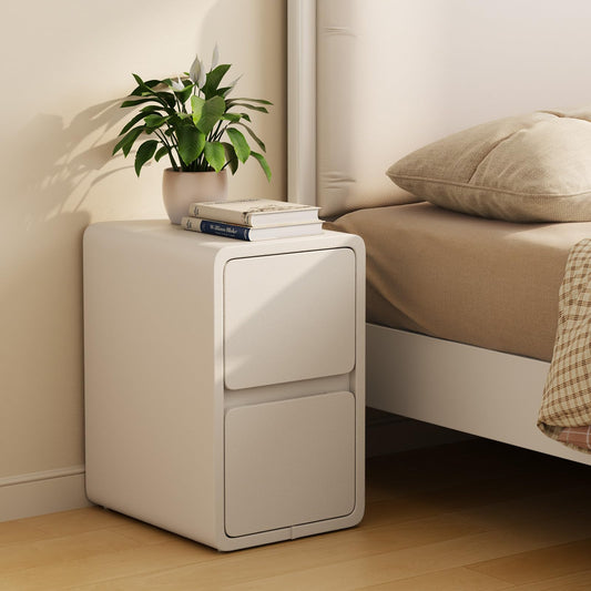 AQIMUELE Small Bedside Table, Narrow Bedside Cabinet with Drawers?Pre-assembled Slim Bedside Table with Leather Surface for Bedroom, 30cm (White)