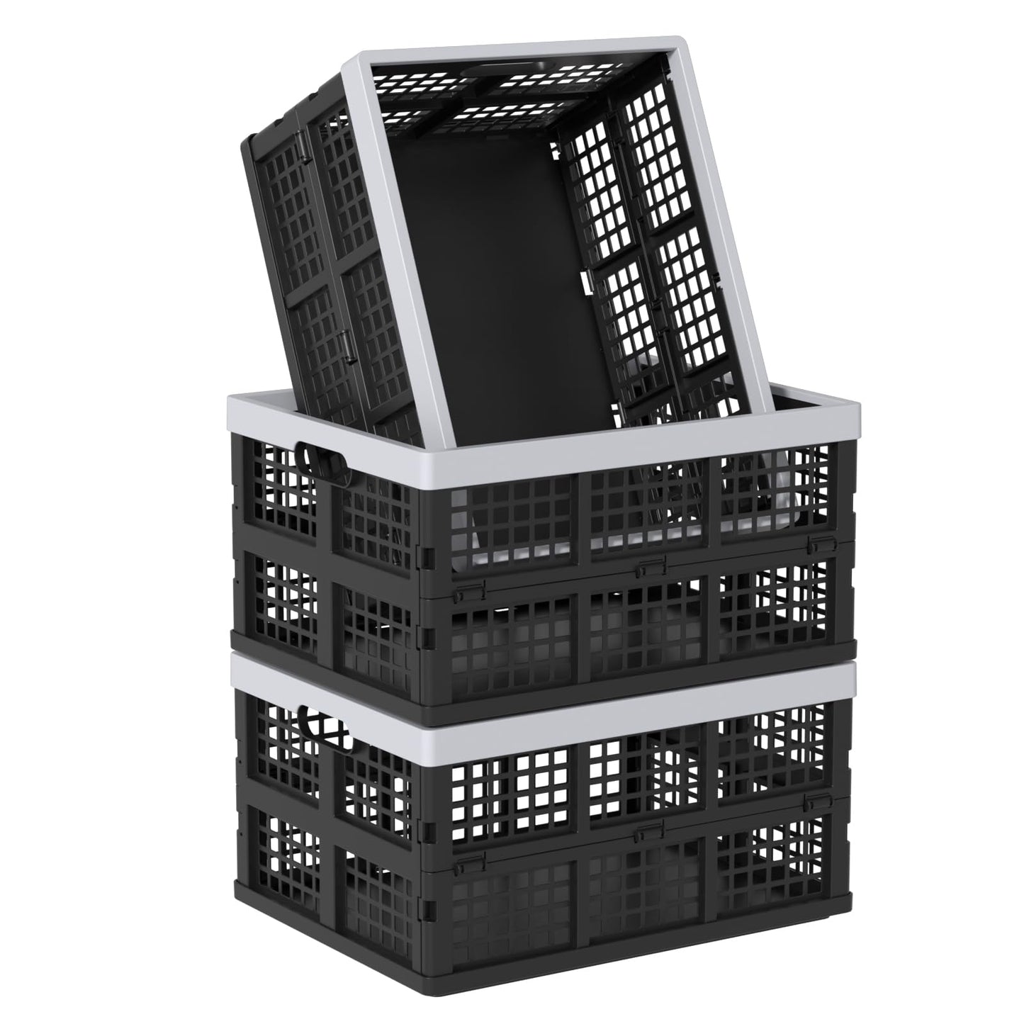 Ziglous 35 Litre Plastic Collapsible Storage Boxes, Folding Storage Crate