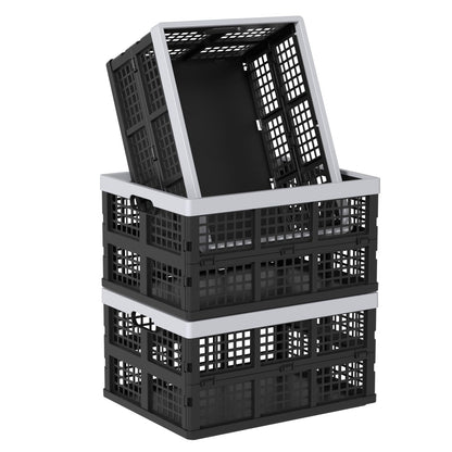 Ziglous 35 Litre Plastic Collapsible Storage Boxes, Folding Storage Crate