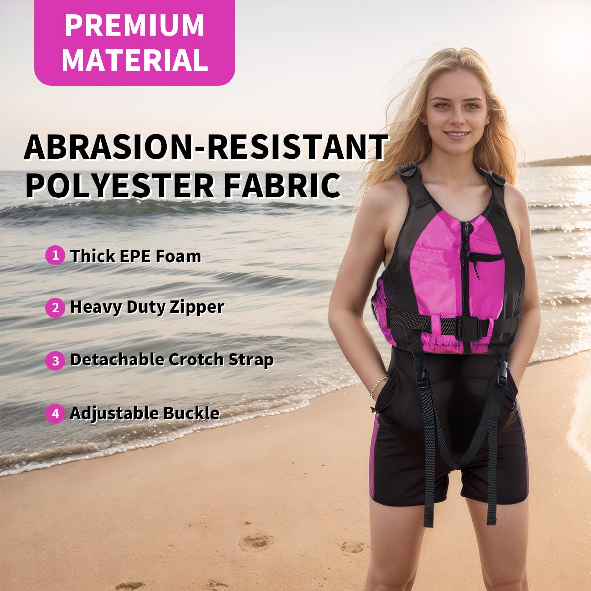 Owntop Buoyancy Aids Adults, Adjustable Buoyancy Jacket Unisex, Swim Vest with Pockets and Crotch Strap for Paddleboarding Kayaking Fishing