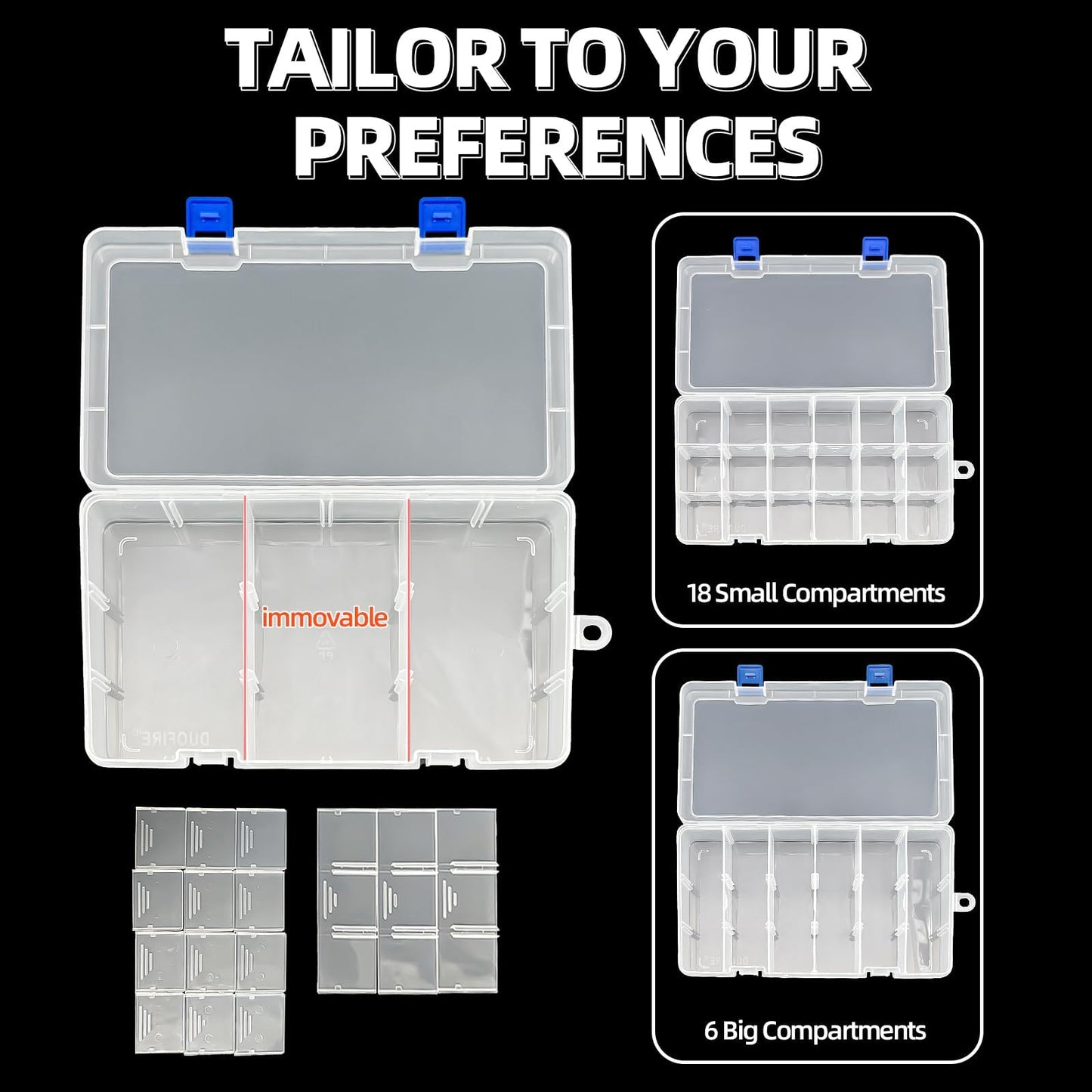 Craft Storage Boxes with Compartments,Qualsen Plastic Storage Boxes,Storage Box Organizer with Lids,Divider Jewellery Box for Beads Earring Tool Box