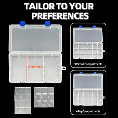 Craft Storage Boxes with Compartments,Qualsen Plastic Storage Boxes,Storage Box Organizer with Lids,Divider Jewellery Box for Beads Earring Tool Box