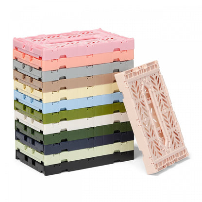 AYKASA Folding Crate, Sturdy Folding Box, Plastic, Stackable, Black, Mini (27 x 17 x 11 cm)