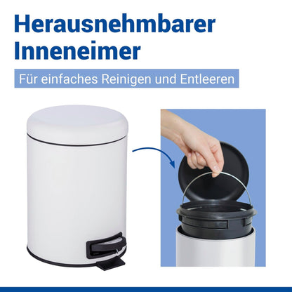 WENKO Leman Cosmetic Pedal Bin White 5 L