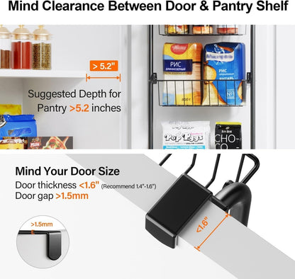 Delamu Over Door Storage, Pantry Organisers and Storage, Hanging Spice Rack Shelves for Easy Install, Cabinet Door Organiser