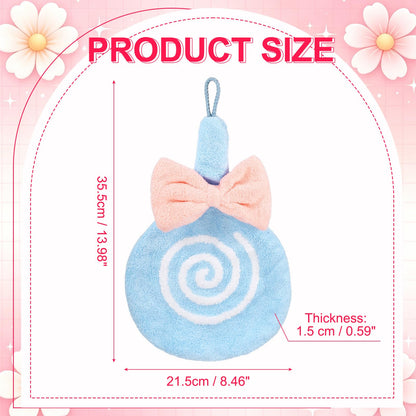 sourcing map Cute Hand Towels, Soft Coral Hanging Hand Towel with Hanging Loop, Lollipop Pattern, Highly Absorbent