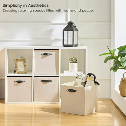 FABINADO Storage Cube | 260g/㎡ Ultra-Fine Linen Cubby Box for Shelf, Bookshelf, Closet, Wardrobe | 33cm Square Drawer Insert Basket | 4 Pack