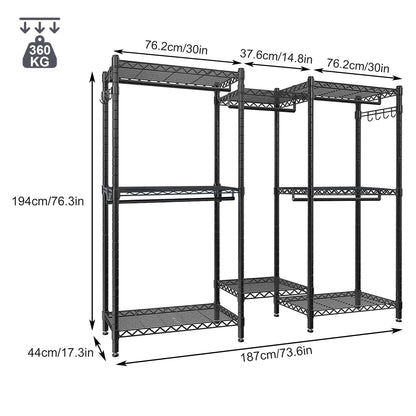 FTEYUET Clothes Rail, Clothing Rails for Hanging Clothes, Metal Clothing Rack Heavy Duty Garment Rack Freestanding Closet Wardrobe Racks for Hanging