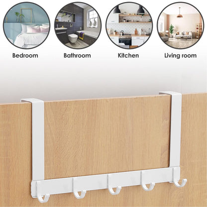 5 Over Door Hooks Door Hanger Rack No Drill Coat Towel Robe Holder