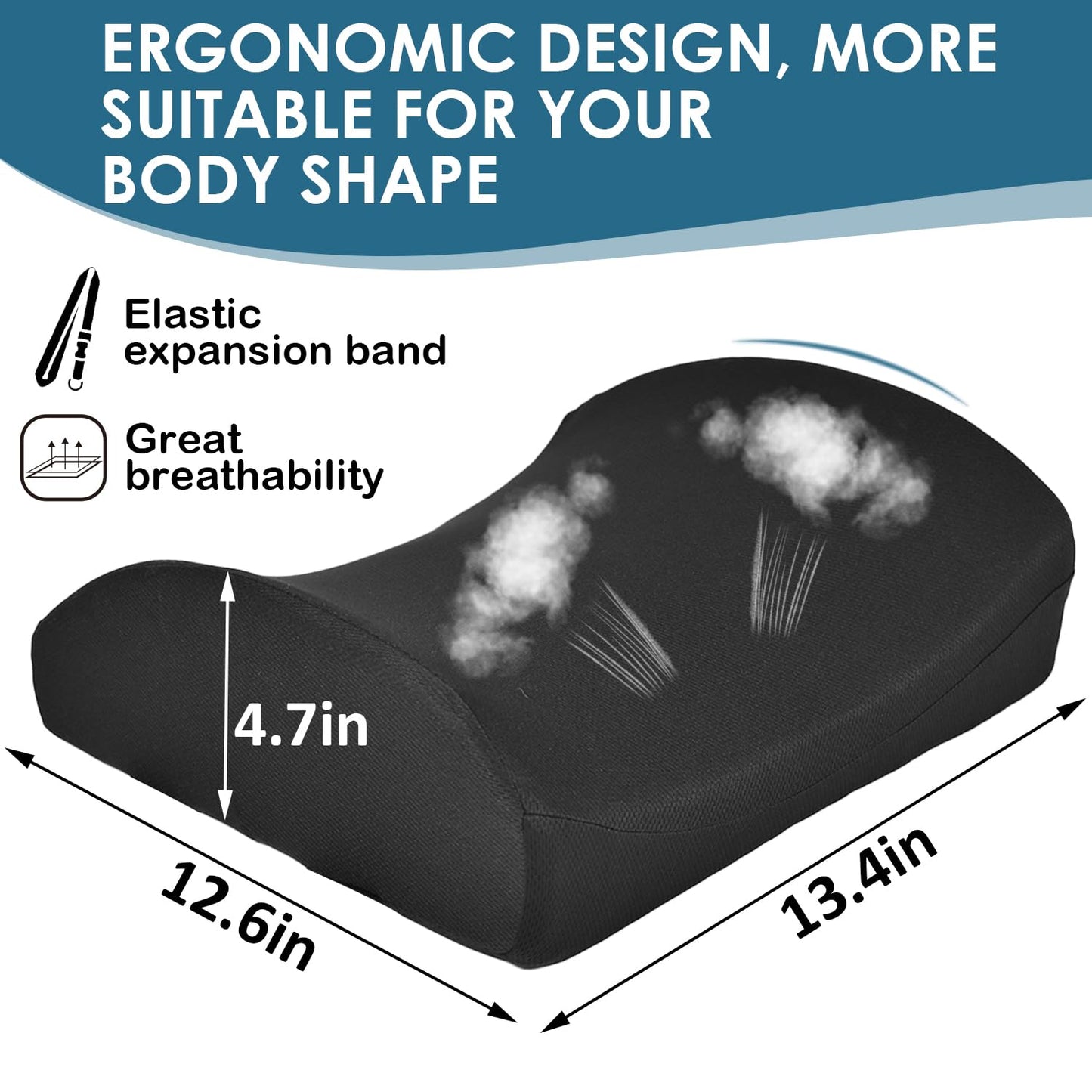 HomDSim Memory Foam Lumbar Cushion Lower Back Support Pillow Posture Correcting Car Seat Home Office Chair