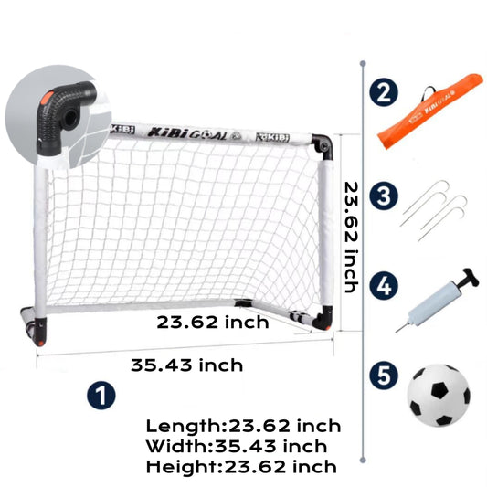 KiBiGOAL Foldable Football Goal Set, Portable Mini Football Net with 15cm Ball ? Indoor/Outdoor Kids Toy for Ages 2-7, Quick Setup Backyard & Garden