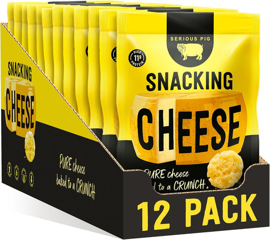 Serious Pig Snacking Cheese - Pure Cheese Crisps High Protein Zero Carb (12 x 24g)