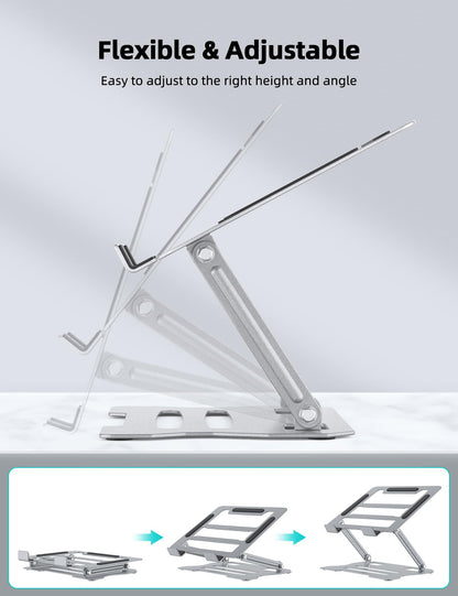 FAPPEN Laptop Tablet Stand, Universal Adjustable Steel Laptop Computer Stand, Ergonomic Foldable Portable Desktop Tray Compatible with 10''-15.6''