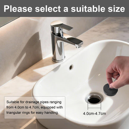SZWLJ 4PCS(1.77in*2 & 1.85in*2) Black Sink Plug, Rubber Bath Plug and Chain