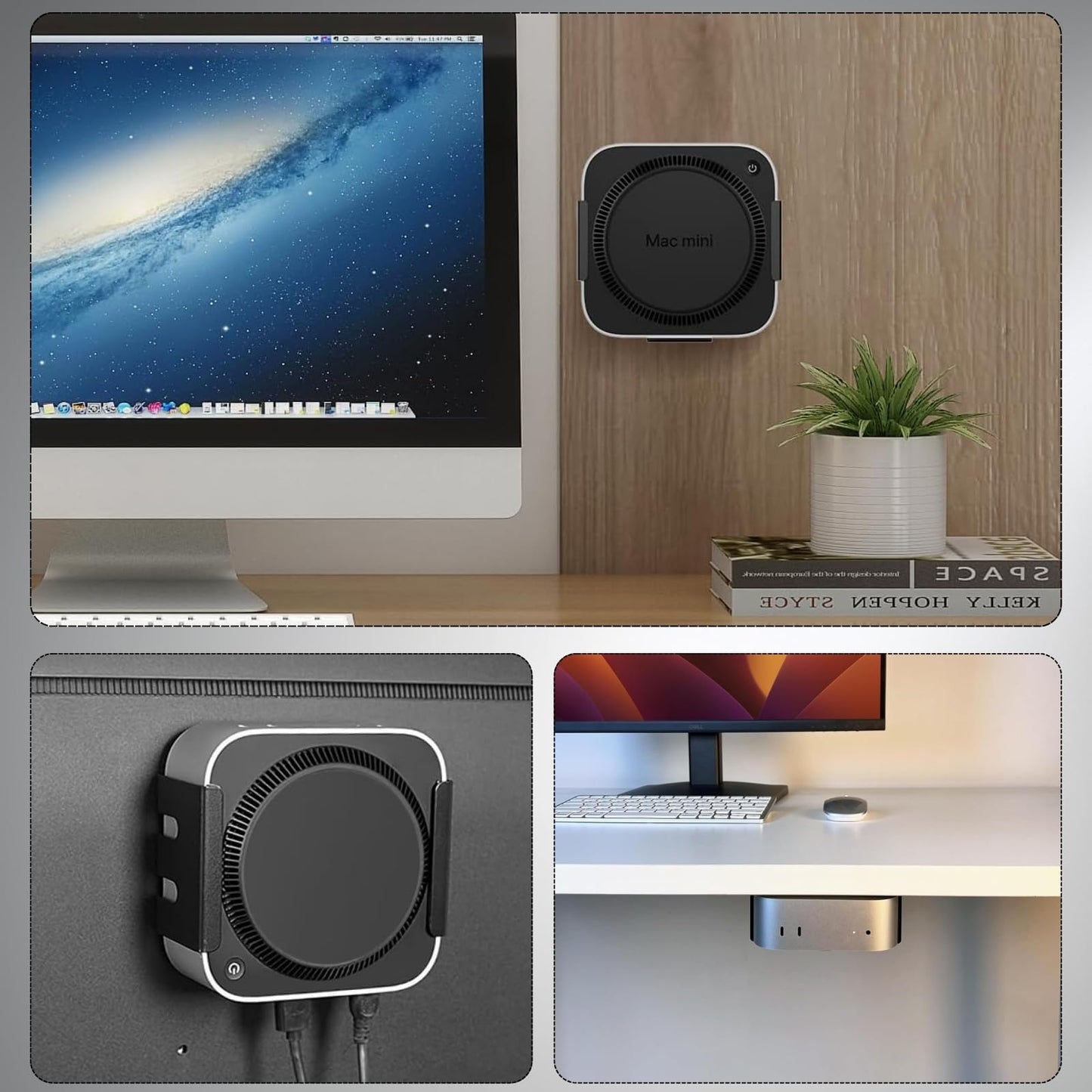 VVGAOGES Aluminum Alloy Stand for Mac Mini M4/M4 Pro - Under Desk Mount Bracket with Cooling Design & Desktop Optimization (Black)