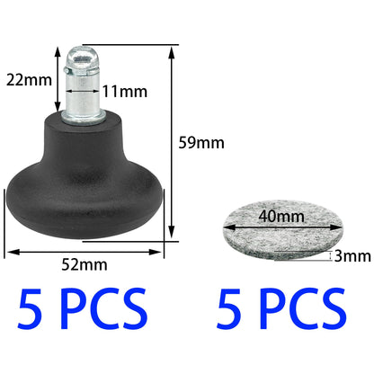 5 PCS Fixed Stationary Castors,Glide Office Chair Wheels For Replacement Swivel Caster Wheels (Black)