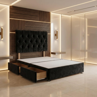 Bed Centre Ziggy Plush Single Divan Base 30" Headboard, Black, 0 Draw