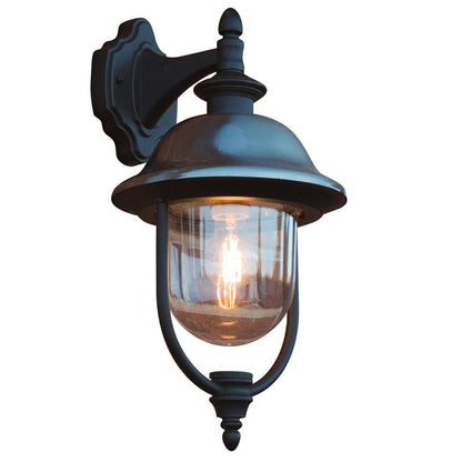 Konstsmide 7240-000 Parma Down Outdoor Wall Light/ 1 x 75 W E27 Max Wall Lamp/ Clear Acrylic Globe/ Aluminium/ IP43/ Stainless Steel Top/ Outside