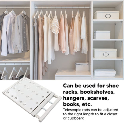 Metal Storage Rack Adjustable Organizer, Expandable Closet Tension Shelf Rod, Expandable Closet Tension Shelf Storage Rack for Cabinet Wardrobe