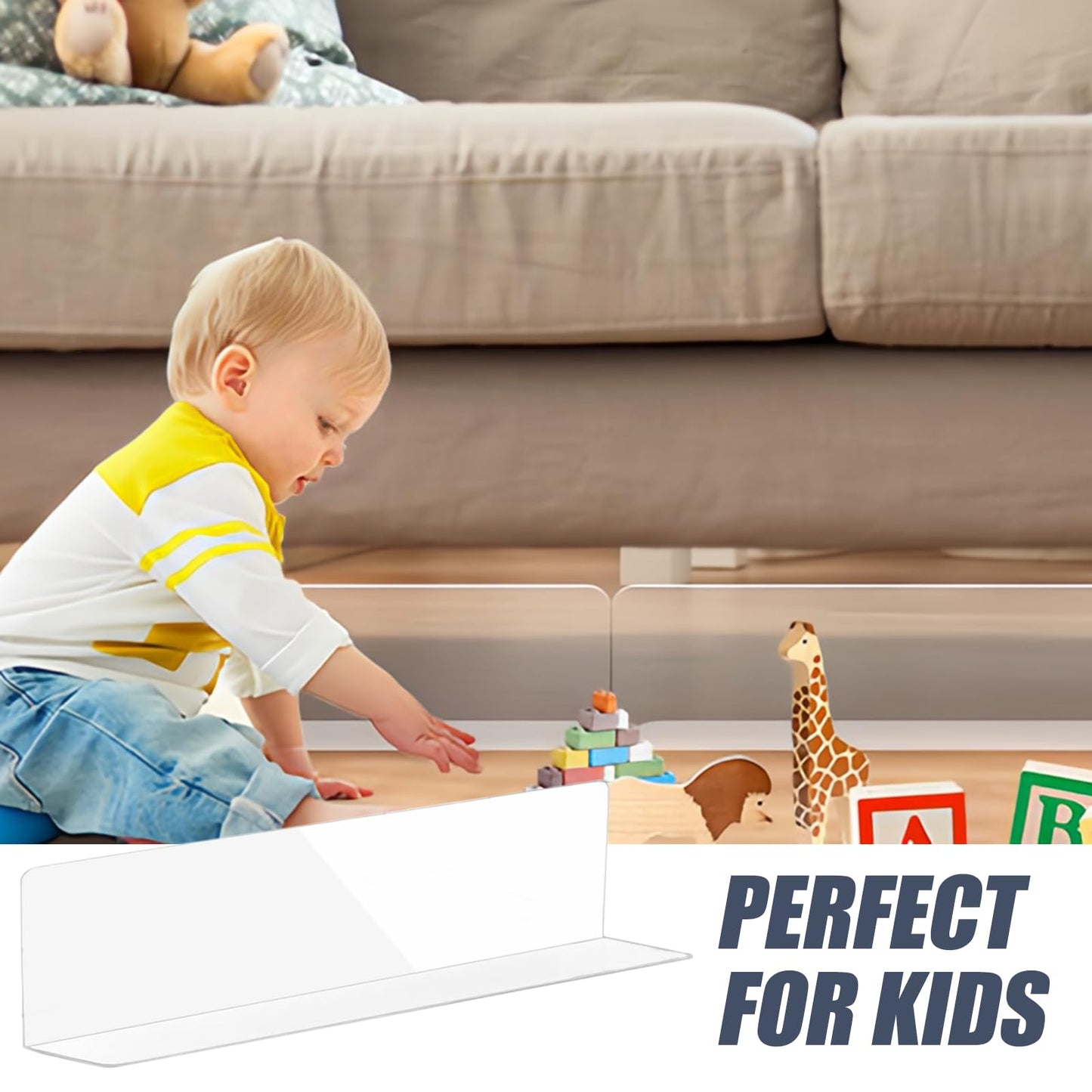 PRITOK 10 Pcs Clear Toy Blockers: 15.7x1.57x8 in Under Sofa Blockers with Double Sided Tape, Toy Blockers for Under Sofa