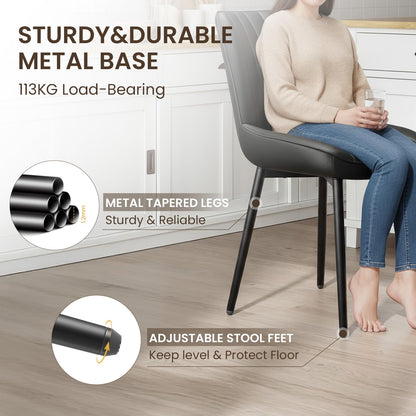 COLAMY Black Dining Chairs Set of 6,Technology Fabric Chairs for Dining Room with Metal Legs and Thick Seat Cushion