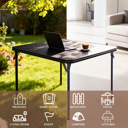 TAO ONE Square Folding Table 32x32 Small Card Table Foldable - Black