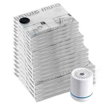 Vacuum Storage Bags With Electric Air Pump: 8 Pack Reusable Space Saver Bags for Clothes, Travel, Pillows, Blankets, Bedding