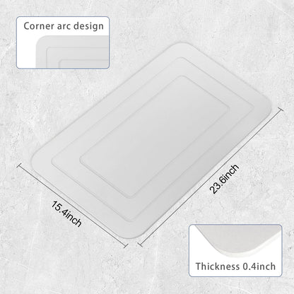 HUMIGA 2 Pack Stone Bath Mat, Diatomaceous Earth Shower Mat, Non-Slip Super Absorbent Quick Drying Bathroom Kitchen Floor Mat (White, 24x15)