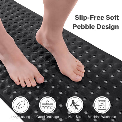 Smiry Non Slip Bath Mat with 300 Strong Suction Cups, 100x40cm (Pack of 2)