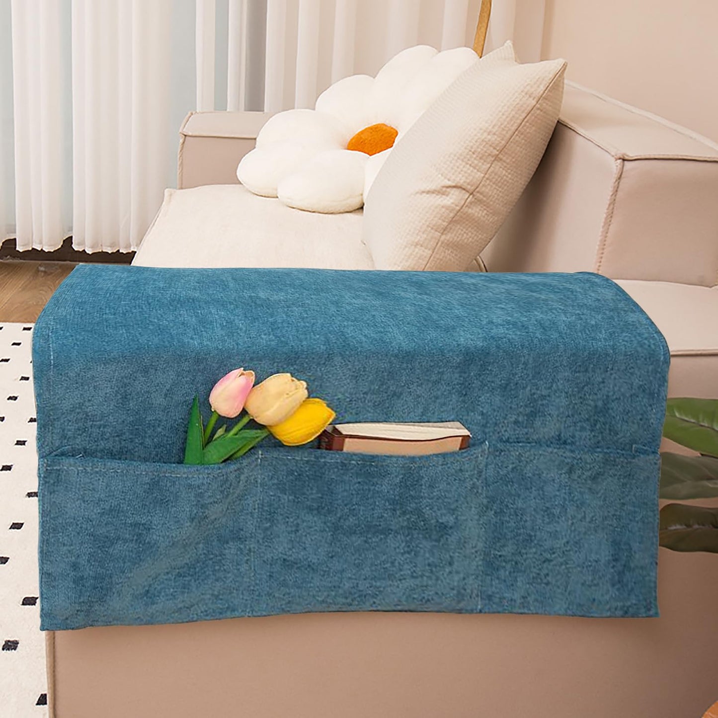 TINAYAUE Sofa Armrest Organiser with 3 Large Pockets for Remote Control, Keys, Glasses